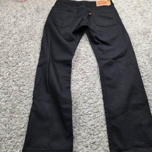 Levis 501 Jeans Mens 32x29 Tag 32x30 Black Straight Button Fly Dark Wash Denim - Picture 4 of 5